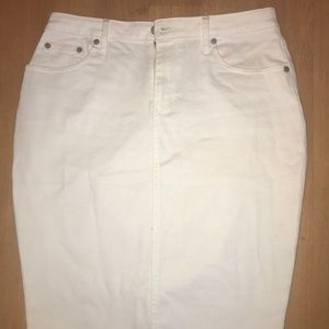 straight denim knee length pencil skirt